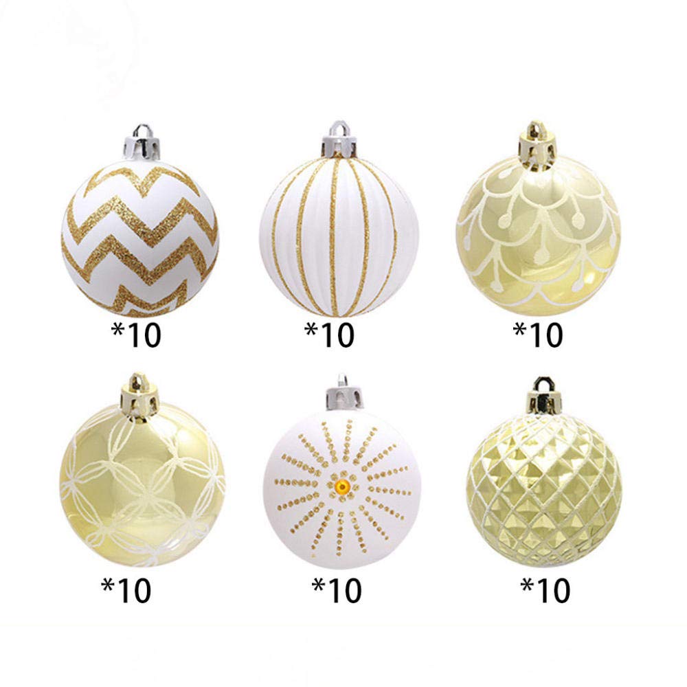 Palline per Albero di Natale 60Pcs Palline di Natale Palline Decorazioni per L'Albero di Natale per Feste Decorazioni per Ornamenti Appesi PE 6X6Cm Decorazioni per Alberi di Natale Navidad