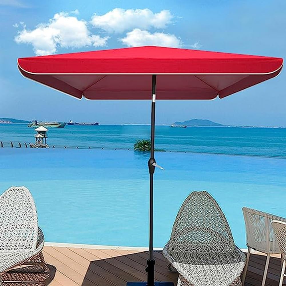 Copertura impermeabile rettangolare di ricambio per ombrellone da giardino, 3 x 3 m, con 4 stecche, colore rosso, per uso esterno e patio