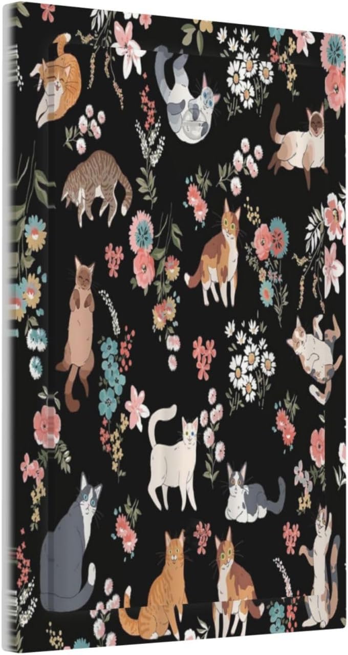 Funny Multi Kitty and Floral Plants Cute Cheshire Cat 1 Gang No Device Light Switch Cover Decorative Single Blank Electrical Unused Outlets/Switches Wall Plate Switchplate Faceplate for Country Home
