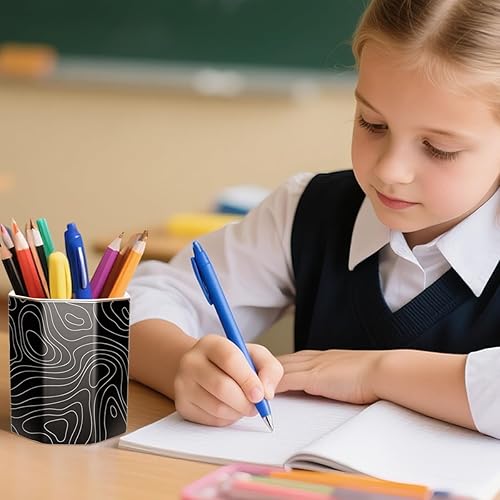 Miniatura 6 de WAVEYU Soporte para bolígrafos, taza para lápices para escritorio, lindo organizador de escritorio, pincel de maquillaje decorativo de cerámica