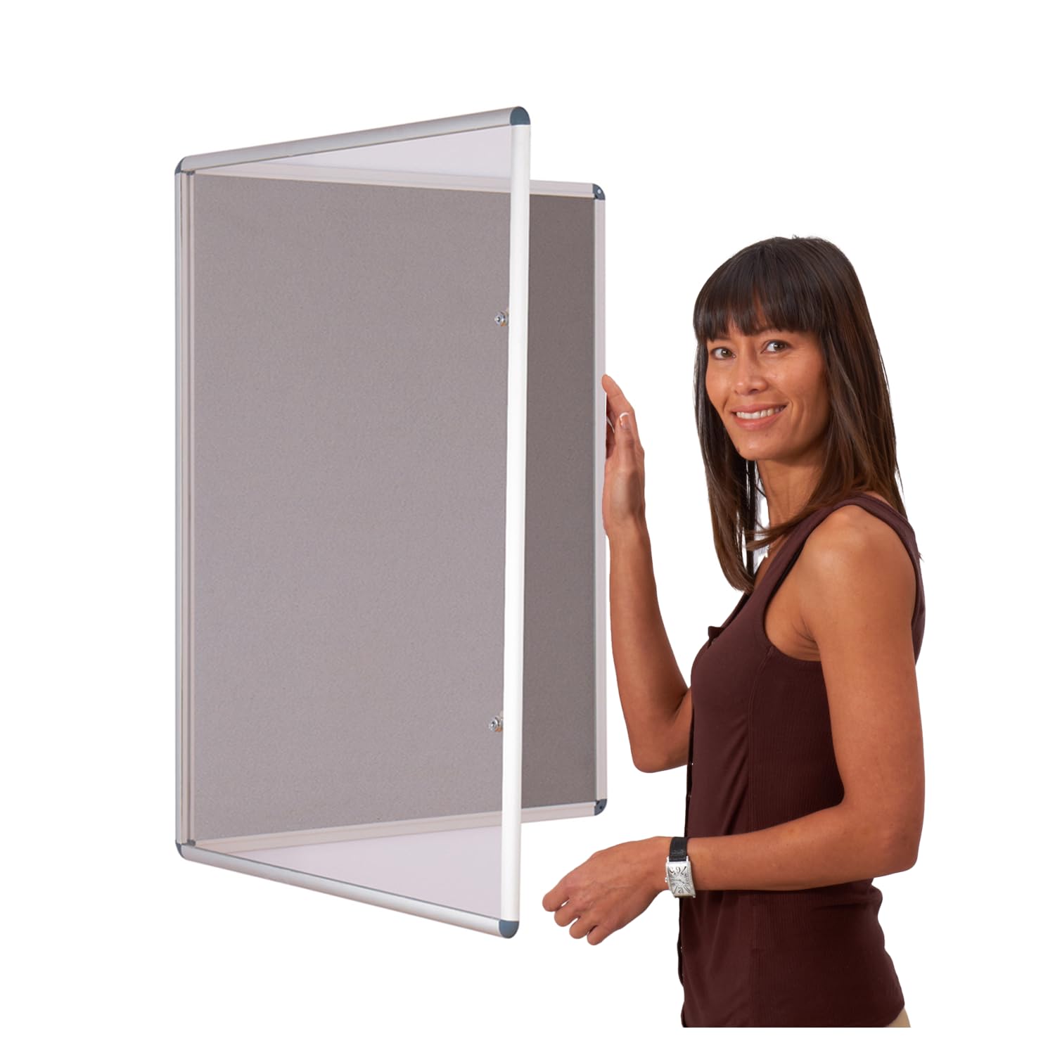 Tamperproof Lockable Felt Noticeboard | 900 x 600 mm | Grey | with Double Locks & Keys | Ideal for Office, School Displays, venues, Family centres