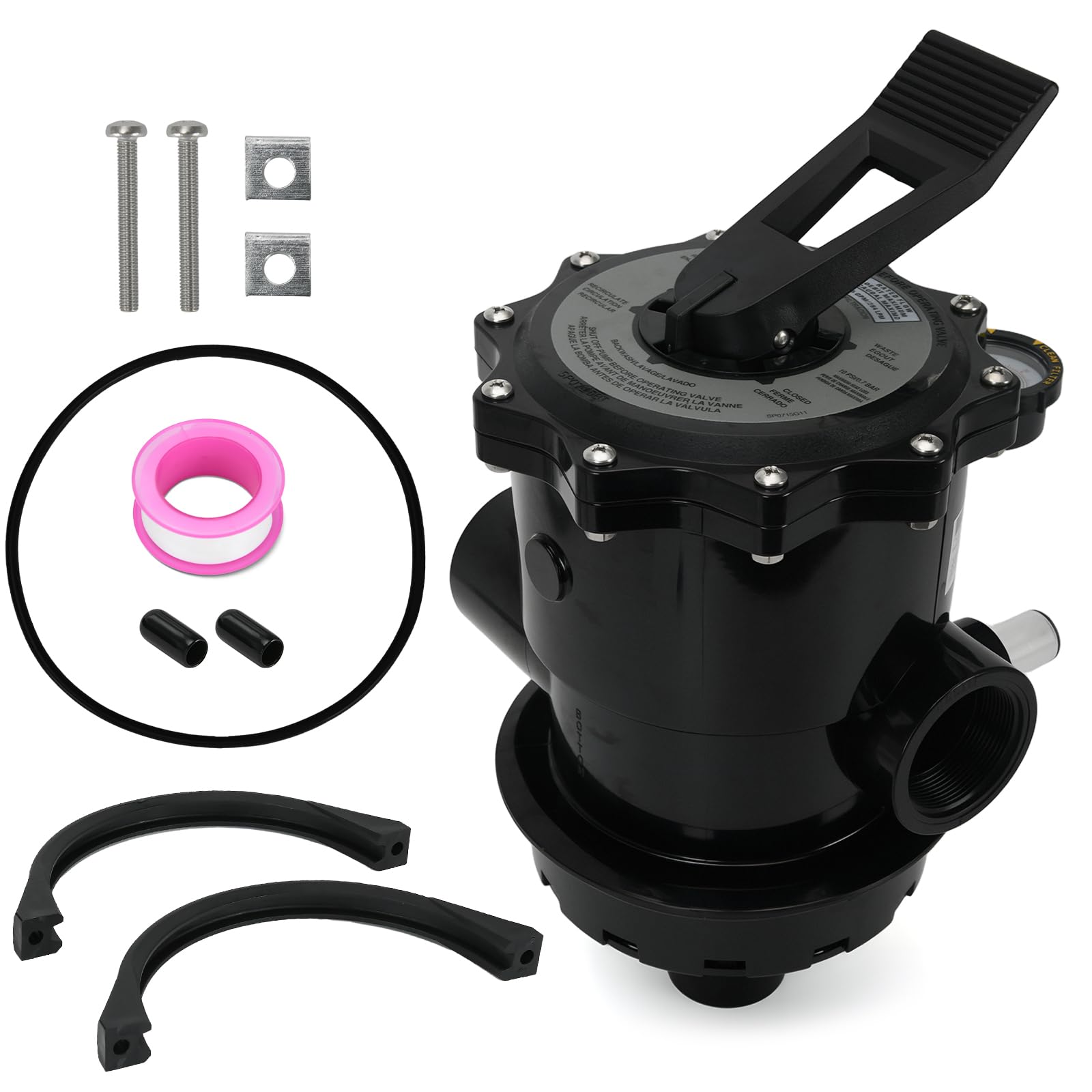SP071620T Vanne de commande multiport de rechange pour filtre à sable Hayward Pro Series S270T2 S310T2 S360T2, Vari-Flo Top Mount 5,1 cm avec pince