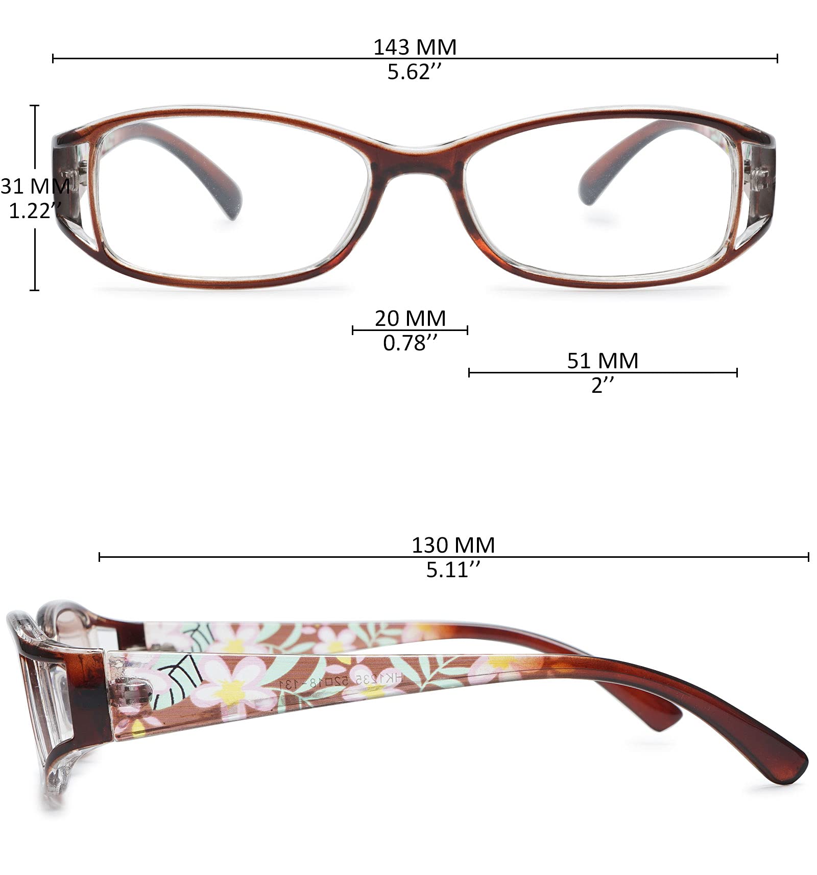 KOOSUFA Lesebrillen Damen Lesehilfe Sehhilfe Augenoptik Blumen Qualität Vollrandbrille 1.0 1.25 1.5 1.75 2.0 2.25 2.5 2.75 3.0 3.5 4.0 4.5 5.0 5.5 6.0