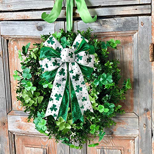 Stpatricksdaywreathbowstpatricksdaydecorationsshamrockclovergreenbowwreathbowholidaybowsforfrontdoorwreathdecorationstreetopperbowirishpartysupplies Urban Country Home Decor St patricks day wreath bow st patrick s day decorations shamrock clover green bow wreath bow holiday bows for front door wreath decorations tree topper bow irish party supplies urban country home decor
