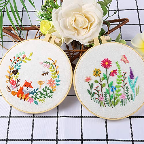 image for Caydo 2 Sets Full Range of Embroidery Starter Kit with Floral Animal P