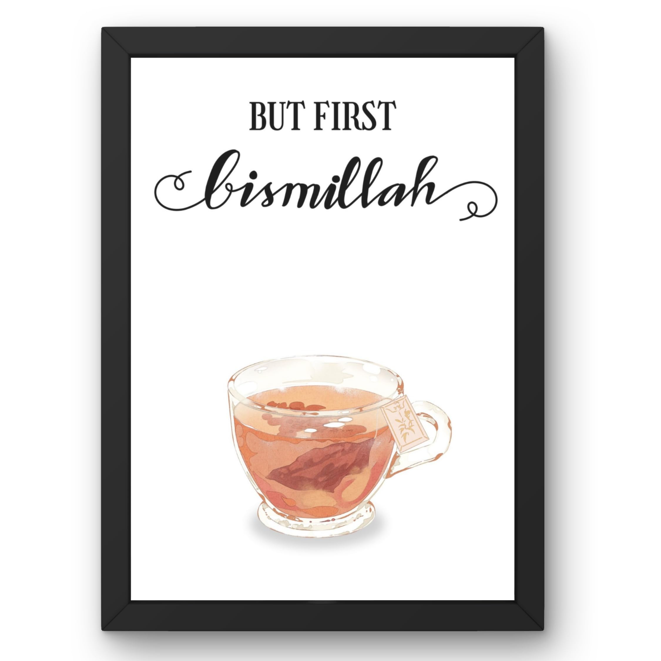 But First Bismillah - Wall Frame | Islamic Kitchen & Tea Corner Decor | Premium Minimalist Muslim Wall Art for Home Café & Dining Area (13.6 x 10.2 Inch)-image-22