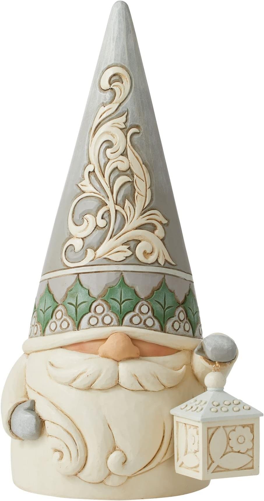 Jim Shore Heartwood Creek White Woodland Gnome with Lantern Figurine, 12.2 Inch, Multicolor