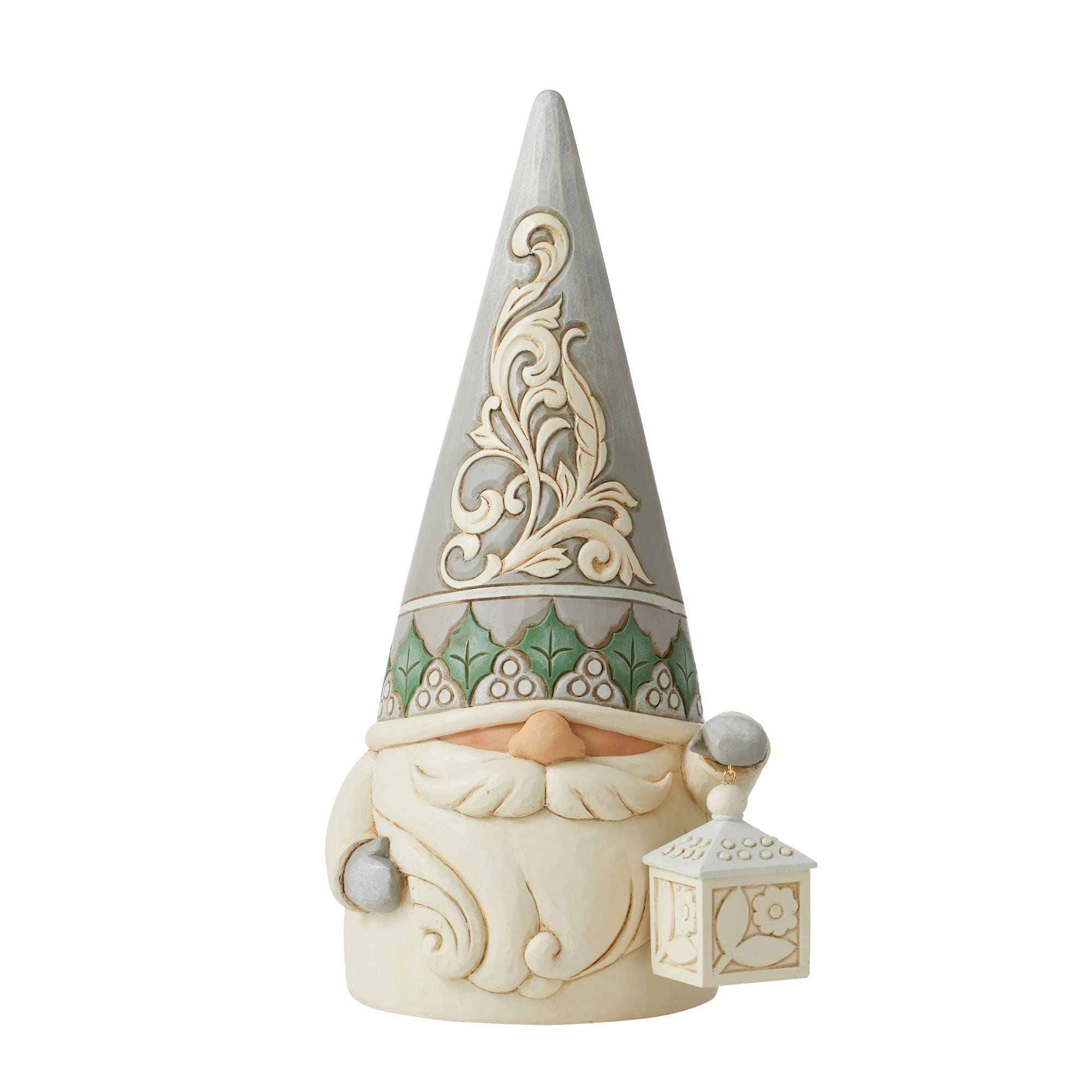 Jim Shore Heartwood Creek White Woodland Gnome with Lantern Figurine, 12.2 Inch, Multicolor