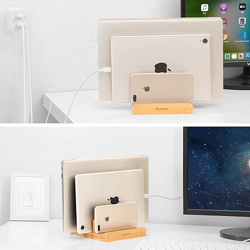 Miniatura 7 de Booinxaa Vertical Laptop Stand Laptop Holder - Adjustable Dock Double Laptop Vertical StandCompatible with All MacBook Pro Air iPad Surfaces Upright