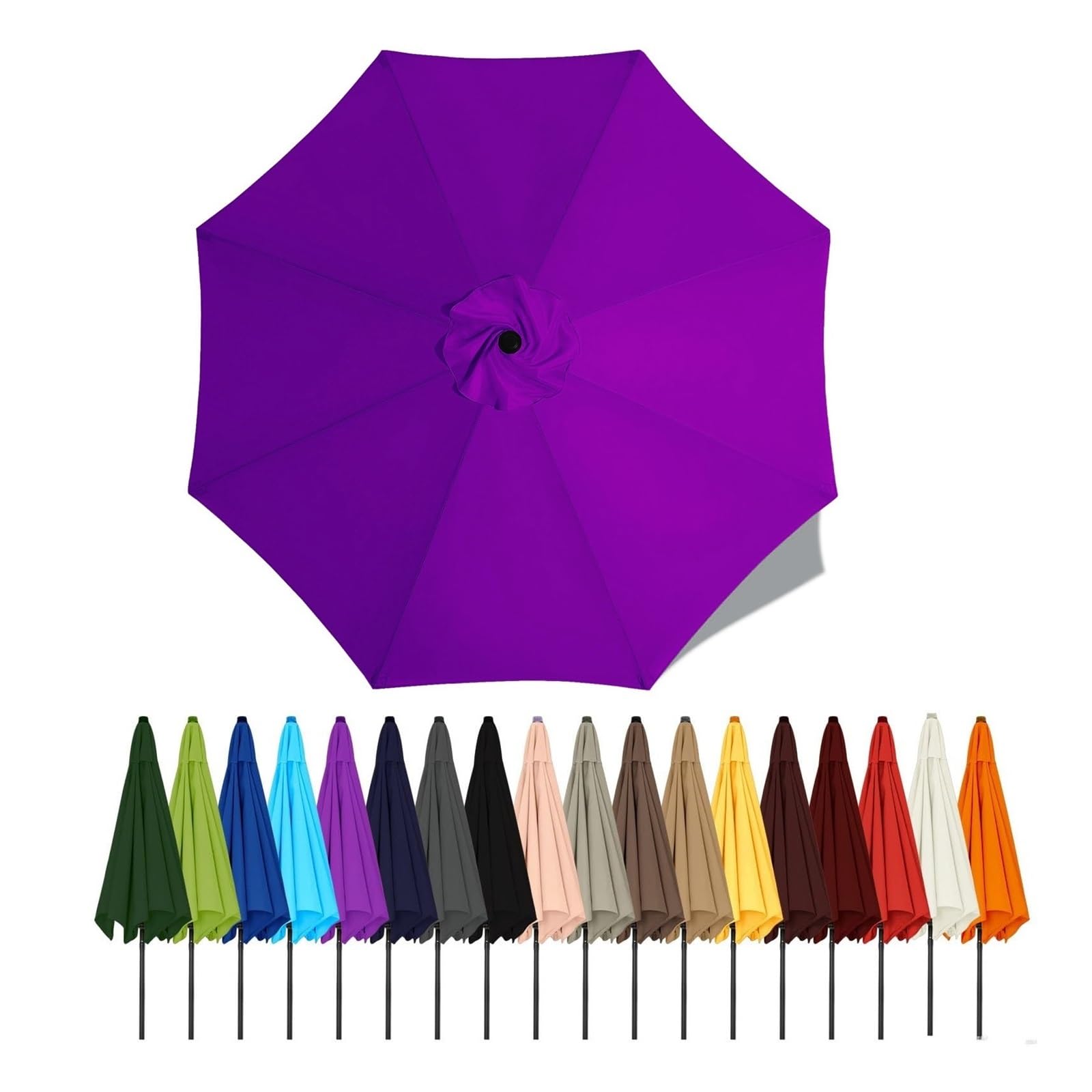 Duchunsheng Replacement Canopies Parasols 6 Rib/8 Arms Blue Gray Green White Umbrella Canopy 2 2.5 2.7 3 4M Waterproof Anti-UV Sun Umbrella Parasol Cover Outdoor Patio Garden(Purple,3m - 8Ribs)