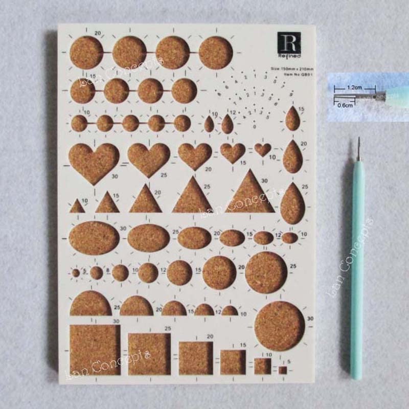 DIY Craft Quilling Tools - Template Board 1 piece and Slotted Pen 1 piece -