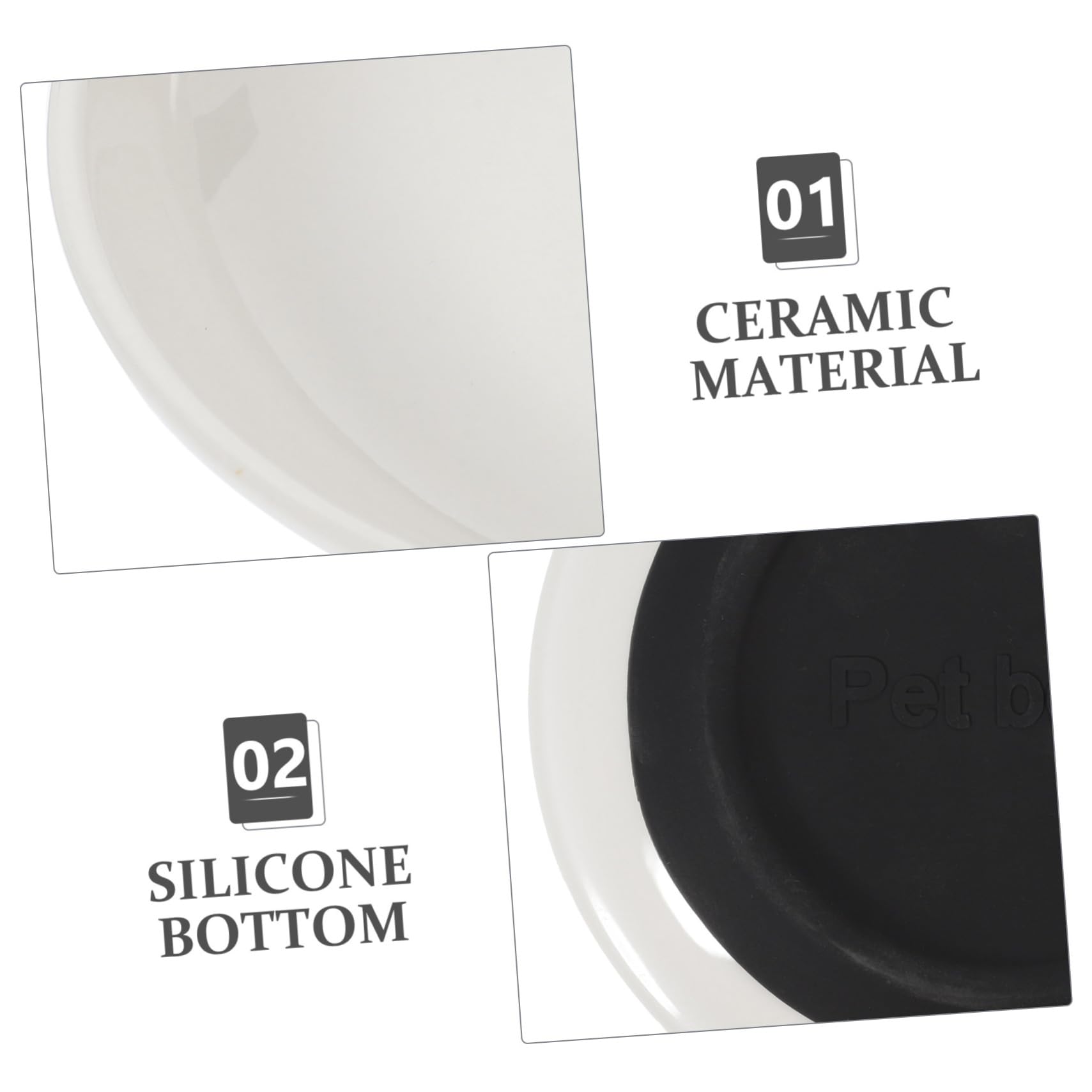 VANZACK Ciotola per Gatti in Ceramica, 3 Pezzi, Bassa e Ampia, Fondo Antiscivolo in Silicone, per Piccoli Gatti, Pappa e Acqua