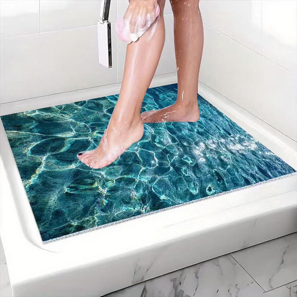 Tapete de Ducha Antiderrapante 50X100 cm Alfombra Ducha Antideslizante Lufa PVC Secado Rápido Alfombrilla Bañera con Orificio de Drenaje Lavable