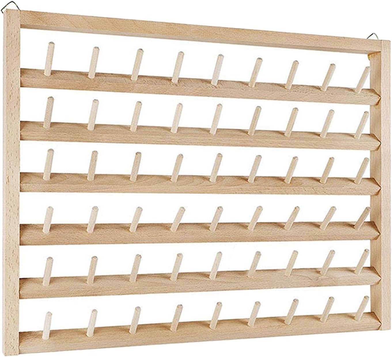 Colcolo Pine Wall Mounted 54 Thread Holder Stand Shelf Organizer Embroidery Sewing Jewelry Storage Holder Quilting Knitting Hair-braiding Accessories Decor
