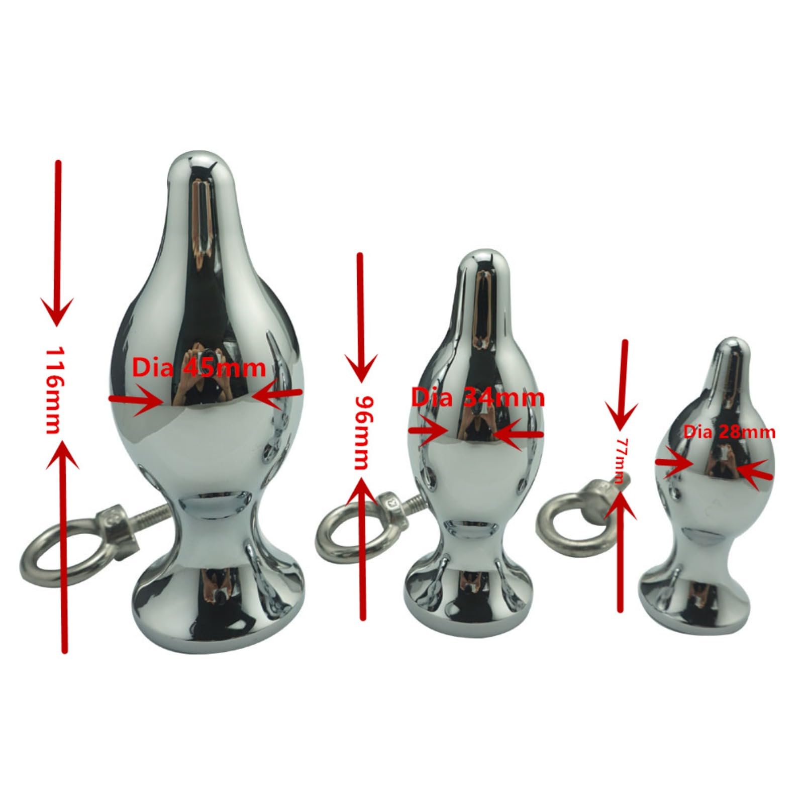 Spina anale 3pcs set grande medio piccolo anello di trazione in metallo di cristallo plug anale in acciaio inossidabile argento butt plug giocattoli del sesso