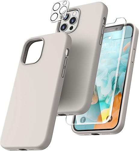 Vista 466 de TOCOL - Funda 5 en 1 para iPhone 11, con 2 protectores de pantalla + 2 protectores de lente de cámara, funda delgada de silicona líquida a prueba