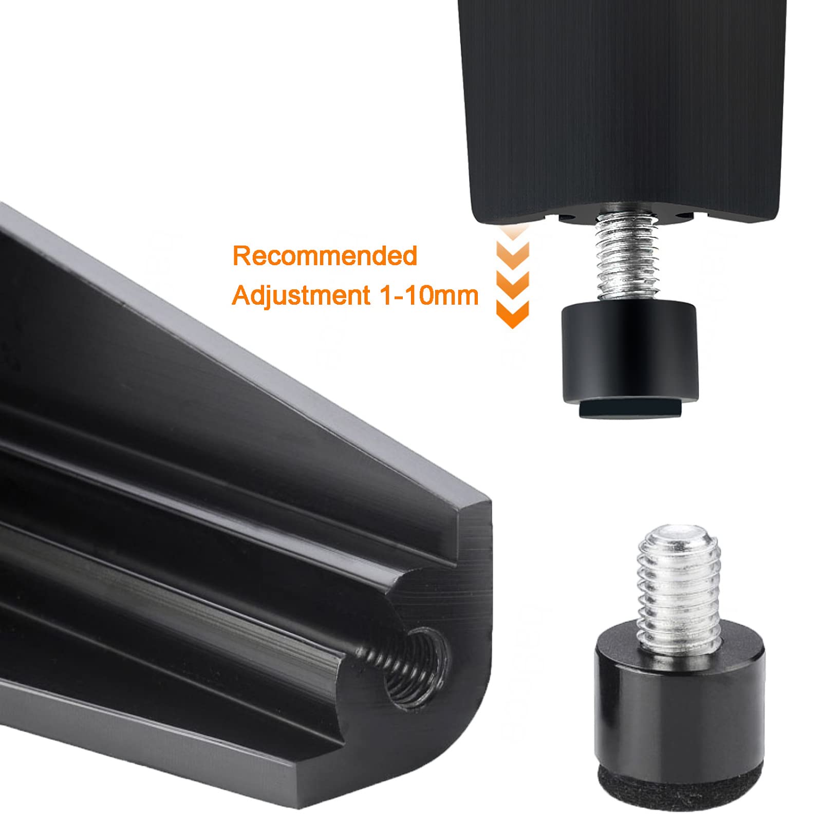 Nero Fai da Te Cabinet Piede,Gamba Ricambio per mobili,Gambe da Tavolo Lega Alluminio 4 Pezzi,Piede di Supporto del Divano,Gambe da scrivania Metallo Resistente,con Viti,40cm/15.7in