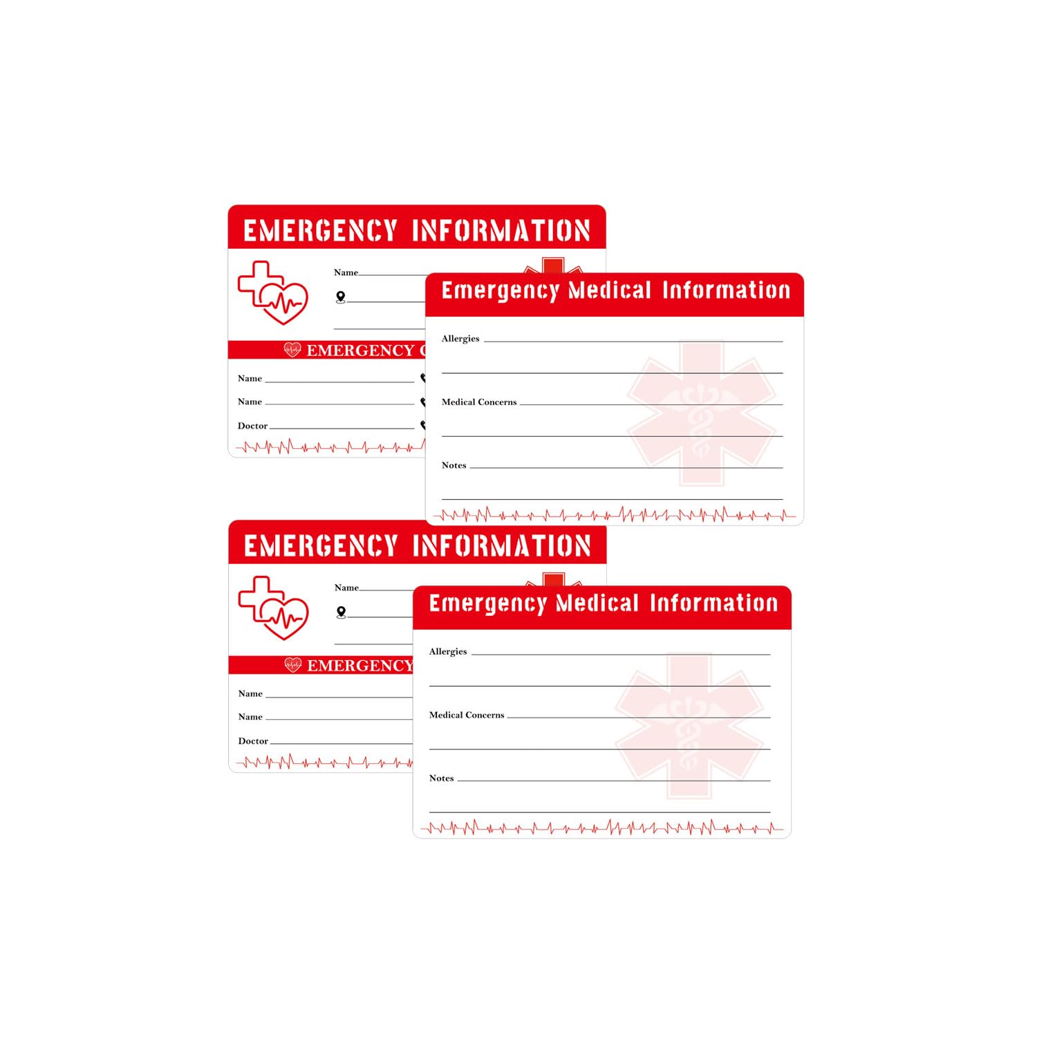 10 Stück 8,9 x 5,1 cm Notfall-Notfall-ID-Karten, beschreibbare Kontakt-ID-Karten für Geldbörse, Telefon, Handtasche