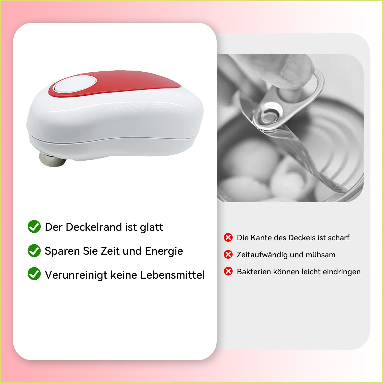 Apriscatole Elettrico One Touch - Sicuro, Senza Bordi Taglienti, Per Tutti