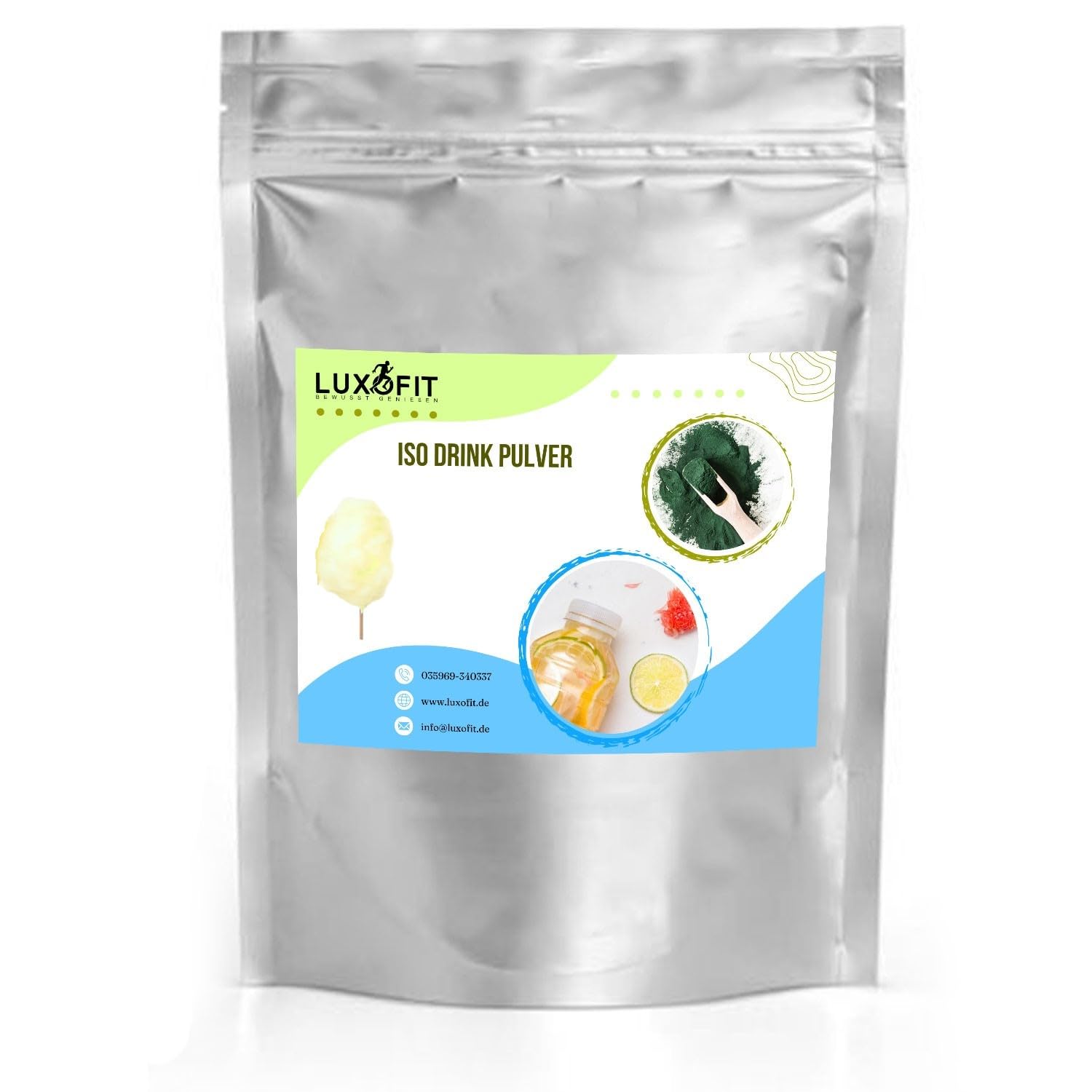 Luxofit Gelbe Zuckerwatte Getränk isotonisch/Iso Drink Pulver, L-Carnitin, Elektrolytgetränk, Natürliche Farbstoffe, Erfrischungsgetränk, schnelle Zubereitung (10 Kg)