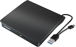External CD/DVD Drive, USB 3.0 Type-C Lightscribe DVD Burner External Ultra-Slim Portable CD DVD +/-RW ROM USB DVD Drive Compatible with Laptop Desktop PC Windows Linux Macos