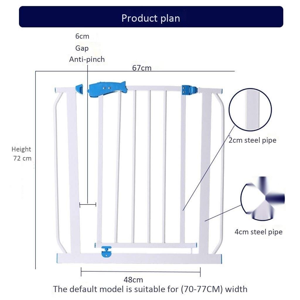 Pet Imparare a Gates Di Sicurezza Pressione Fit Metallo Porta Di Sicurezza Bianca per Porte Scale Allungabili Staircase-Balaustro/High 72Cm/65-72Cm