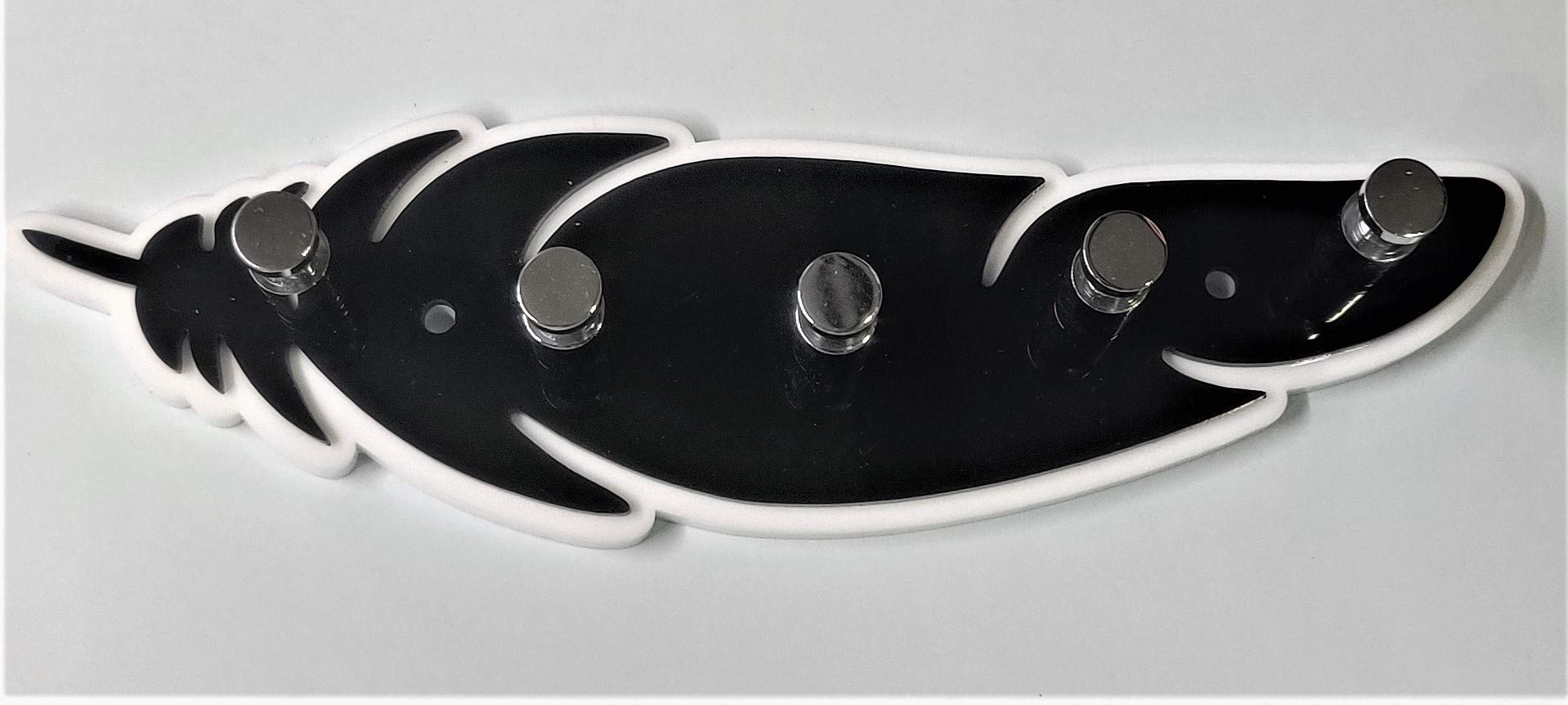 EYE BERRY BASI SALES WITH MISCELLANEOUS DEVICE Feather Acrylic Key Holder Black and White Glossy Key Stand with Strong Aluminium Hook