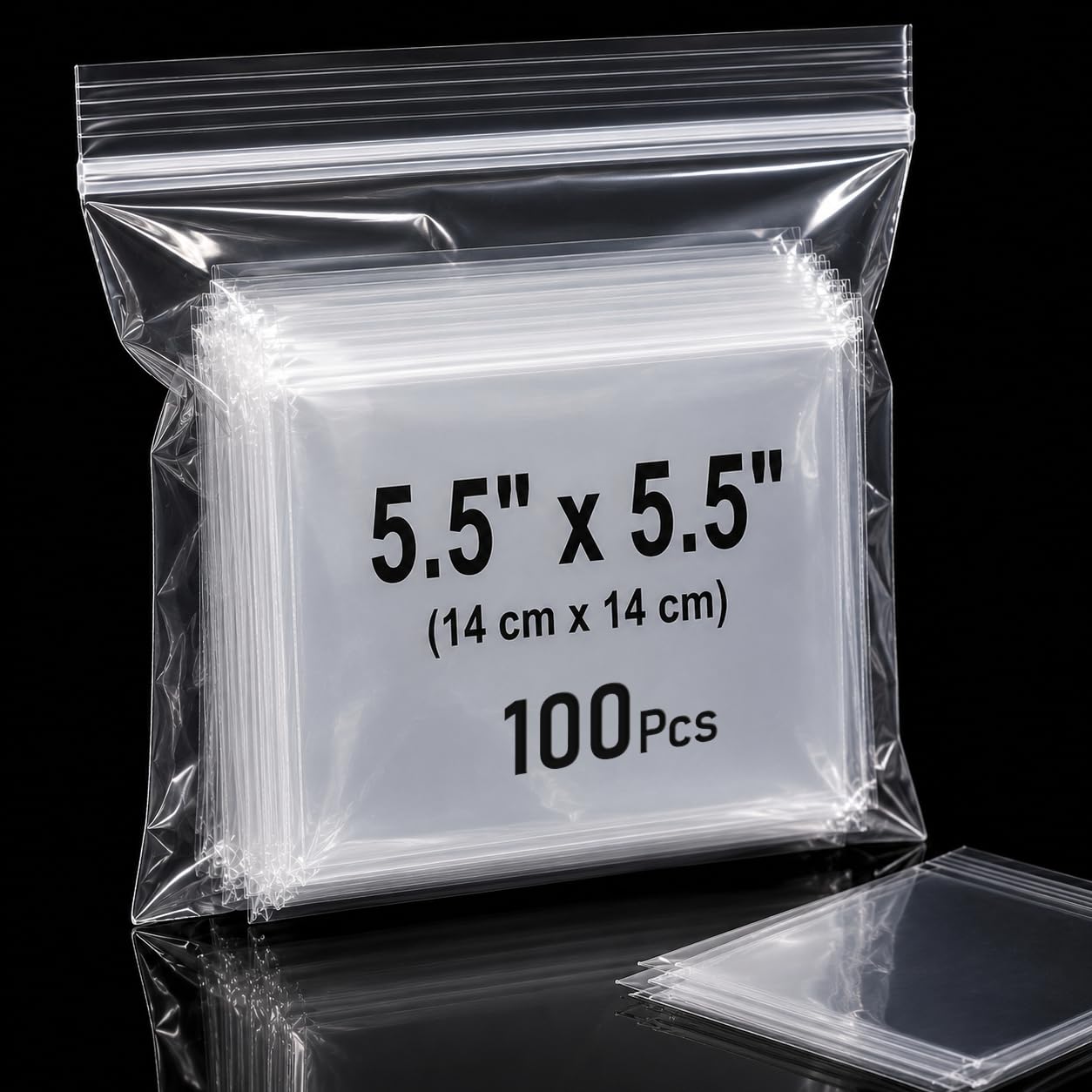 Grip Seal Bags - Pack of 100 Clear Plastic Zip Lock Bags 5.5x5.5" or 14x14cm, Resealable and Reusable for Food Storage, Freezer Use, and Other Items — image 1