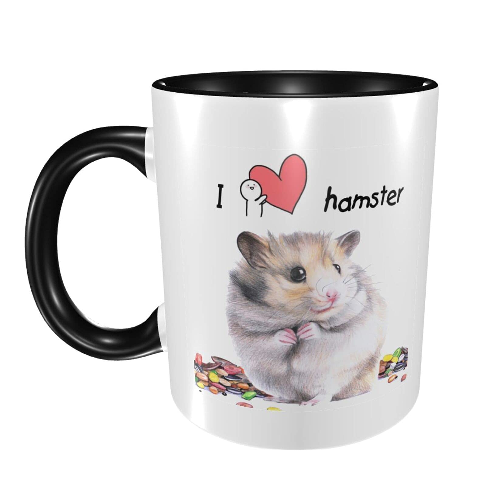 Cute Hamster Ceramic Mug with Handle Hold Hot Beverages Thickened Tea Coffee Cup Funny Stylish Gift, 11 Oz