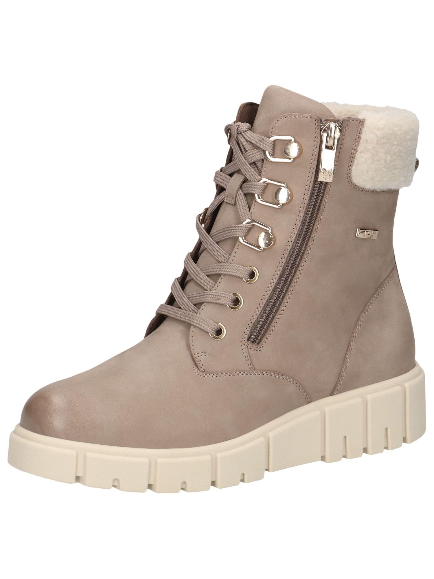 CAPRICE Women's lace-up ankle boots lined water-repellent, Brown (Mud Nubuc), 6.5 UK