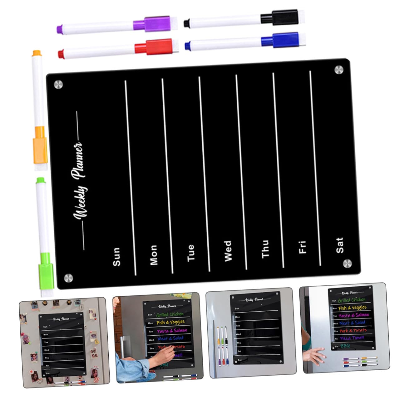Magnetische Küchen Erinnerungs Whiteboard Tafel A3 Beschreibbares Acrylplaner Mit 6 Whiteboard Stiften Wiederverwendbar Für Kühlschrank Und Büro