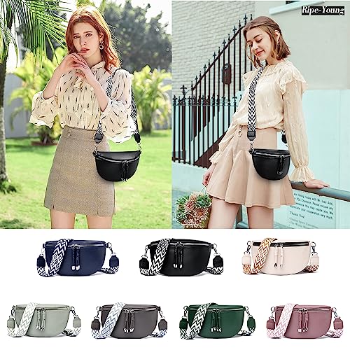 YISUOHOOM Bauchtasche Damen Umhängetasche klein Crossbody Bag Veganes Leder Brusttasche Kleine Handtasche Grau Geschenke für Frauen