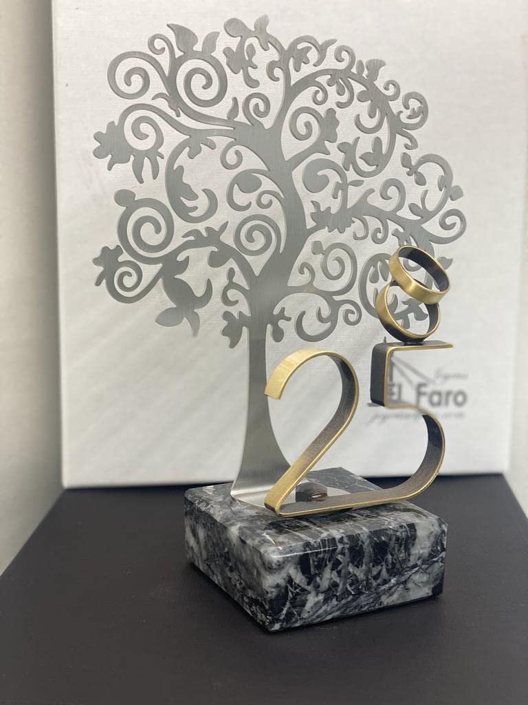 JOYERIA EL FARO | 25 Aniversario Boda | 25 Aniversario | Grabado Personalizado | Presentación en Estuche Premium | Celebra 25 años de Amor Juntos