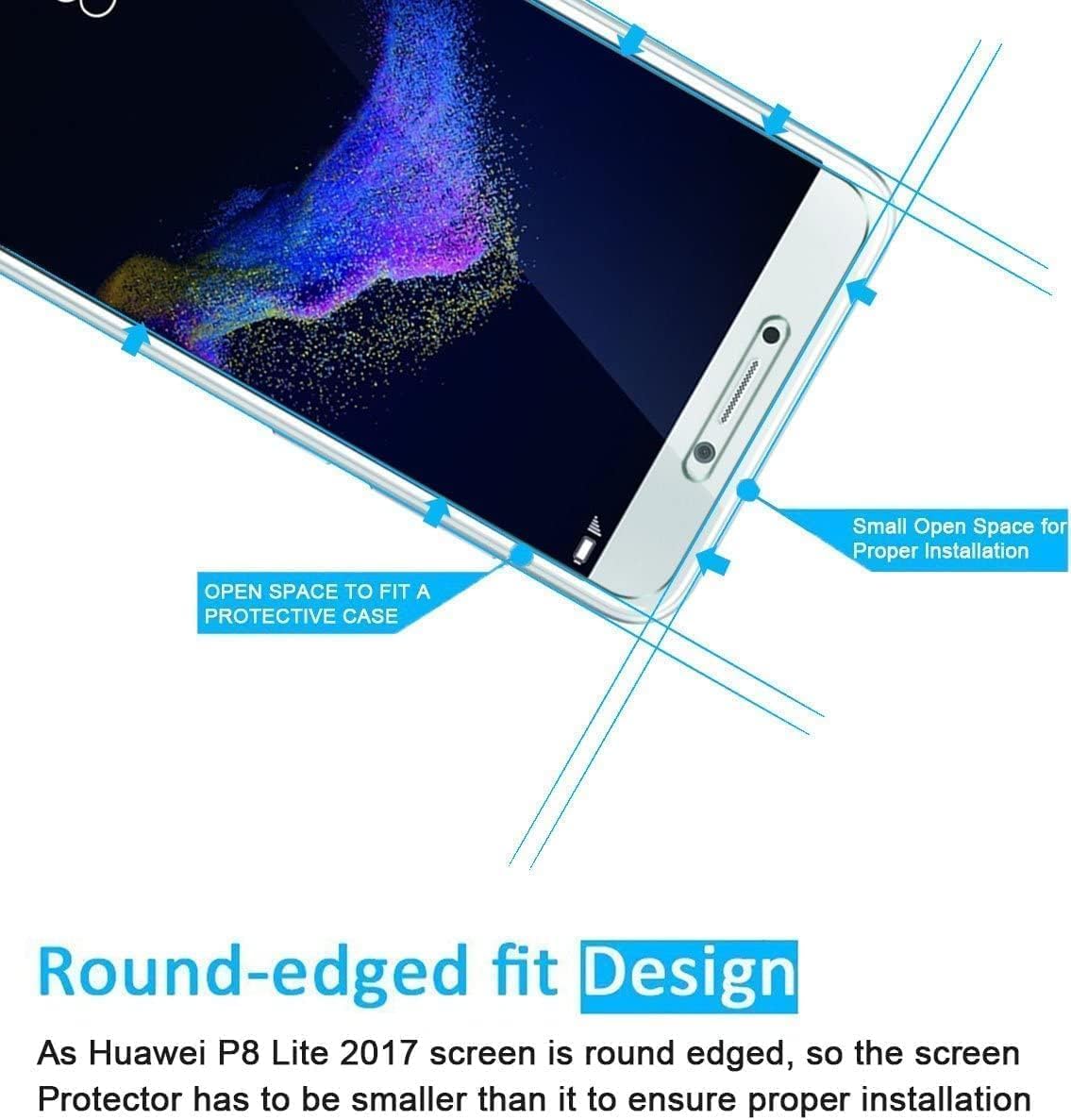 NEW'C 2 Pezzi Vetro Temperato per Huawei P8 Pellicola Prottetiva