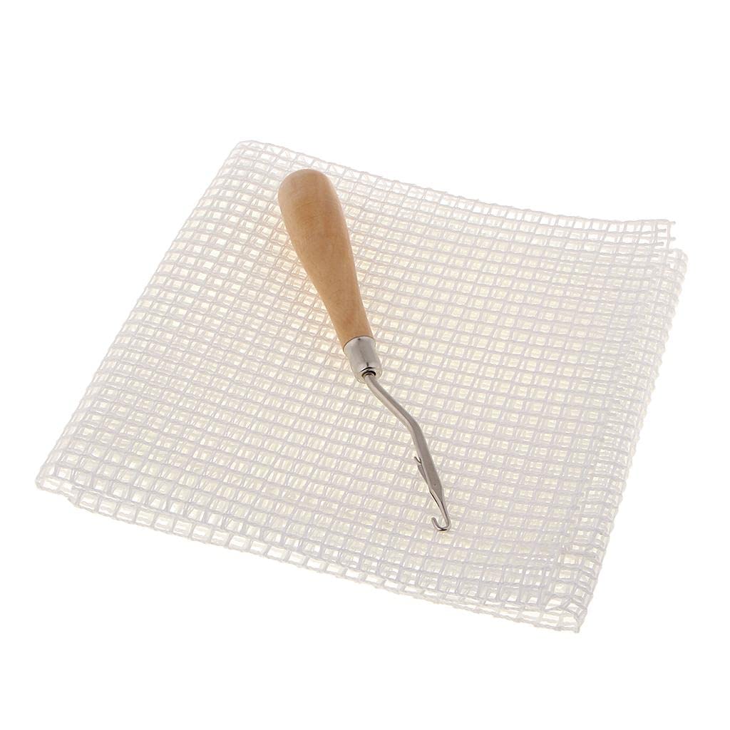 CALANDIS Blank Canvas Mesh and Wooden Bent Latch Hook for DIY Rug Cushion Mat Making-picture-10