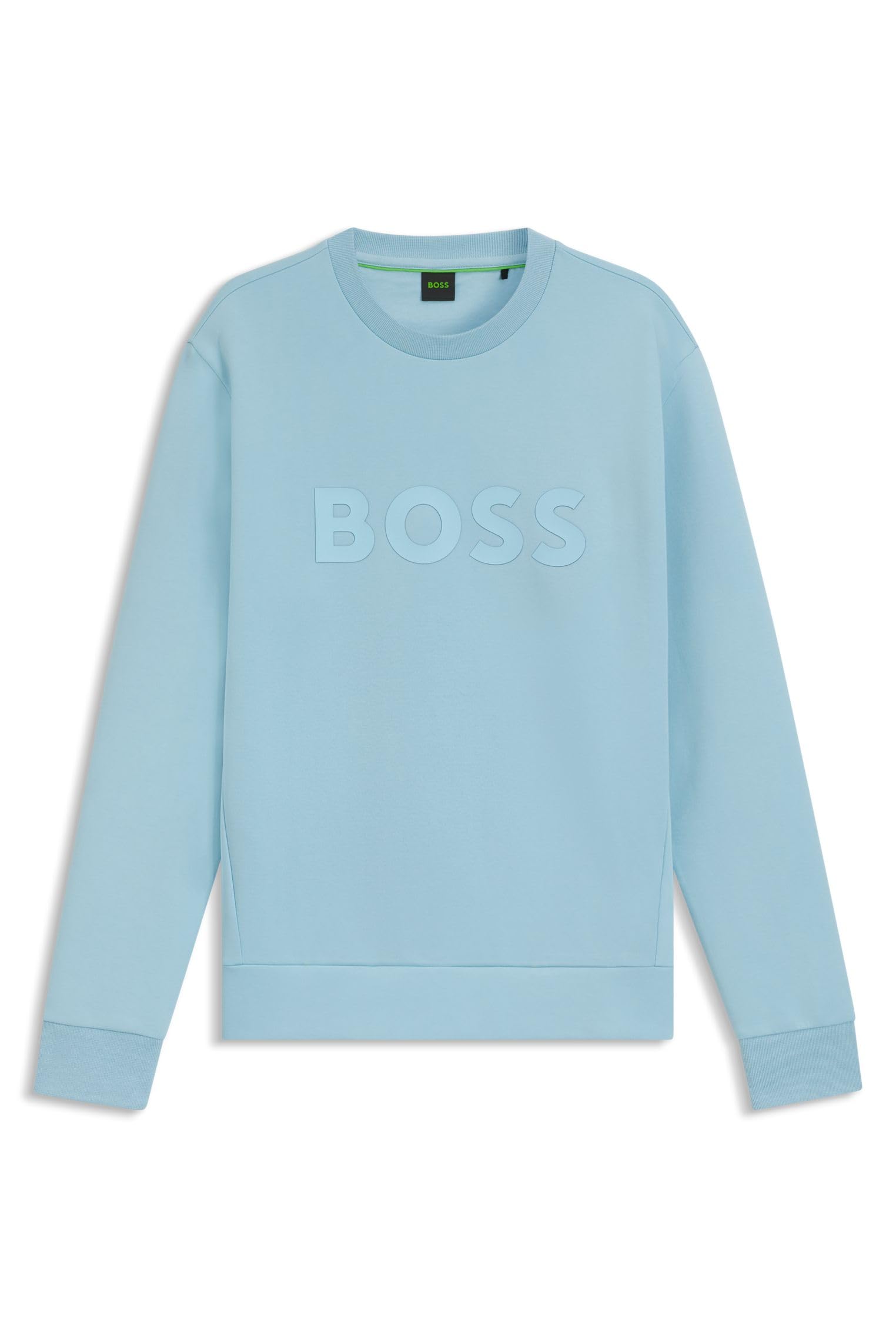 Boss Men's Blue Salbo Stretch Cotton Logo Sweatshirt, Signature Branding in Size L, Sports Direct