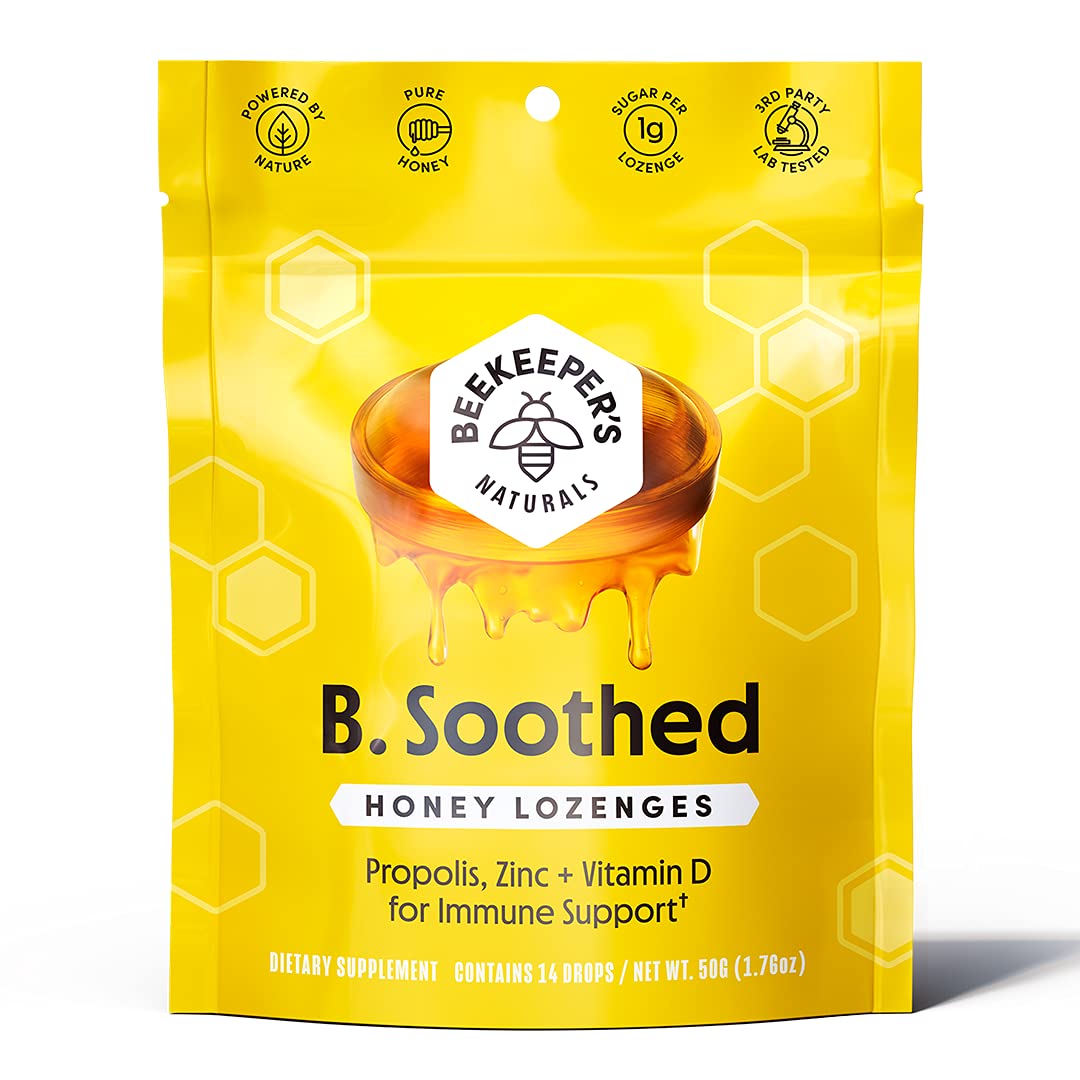 Beekeepers Naturals B.Soothed Honey Cough Drops Immune Support with