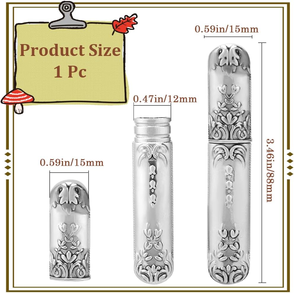 GORGECRAFT Vintage Needle Storage Case Antique Silver Needles Tubes Toothpick Keeper Holder Box Container Portable Sewing Supplies Tools for Embroidery Cross Stitch Hand Crafts 3.46x0.59inch