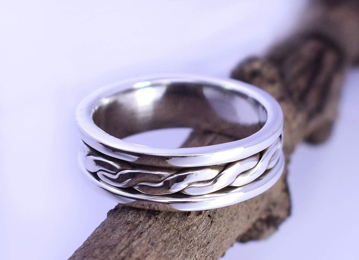 925 Sterling Silver Meditation Handmade Partywear Simple Spinner Ring