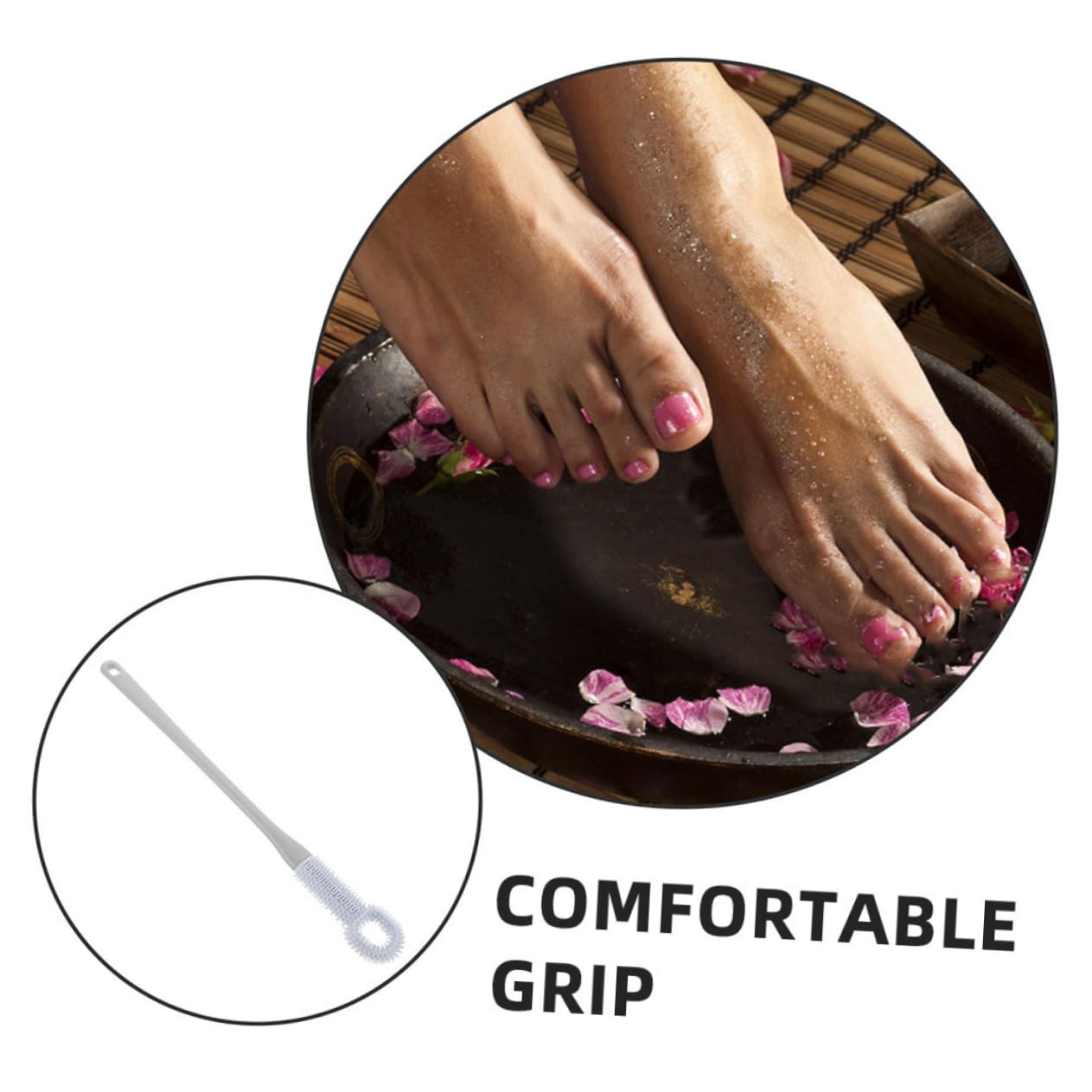 3piezas Cepillo De Limpieza Para Pies Con Mango Cepillo Exfoliante Para Duchar Para Mayores y Con Movilidad Reducida Color Azul