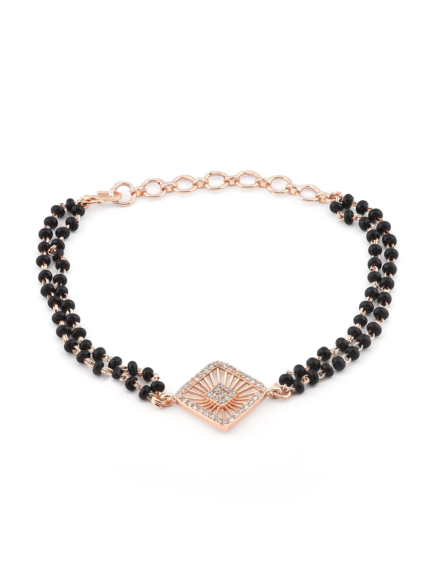 ZAVERI PEARLS Rose Gold Contemporary Cubic Zirconia Mangalsutra Bracelet For Women-ZPFK12638 (B09WV75473) Amazon Price History, Amazon Price Tracker
