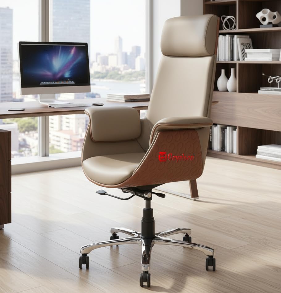 Image of GOYALSON Comfortable Revolving Chair for Director Principal Manager Office with arm Rest with Wheels and Cushioned seat Back Chair (1, Brown, Premium Design High Back)