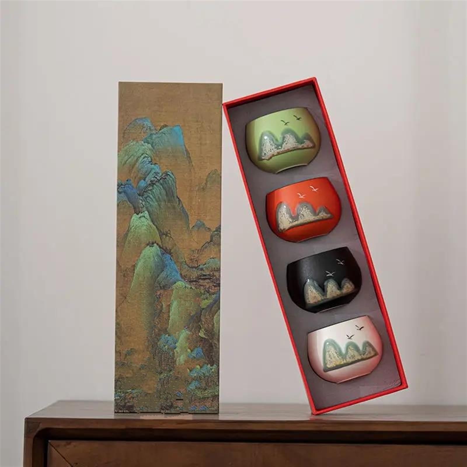 Teeservices, chinesische Teetasse, Festivalgeschenk, Teeservice, Einzeltasse, Weintasse, Keramik-Teeschale, Teeverkostung, Meistertasse, Geschenkbox, Handgeschenk, Reise-Teese(C)