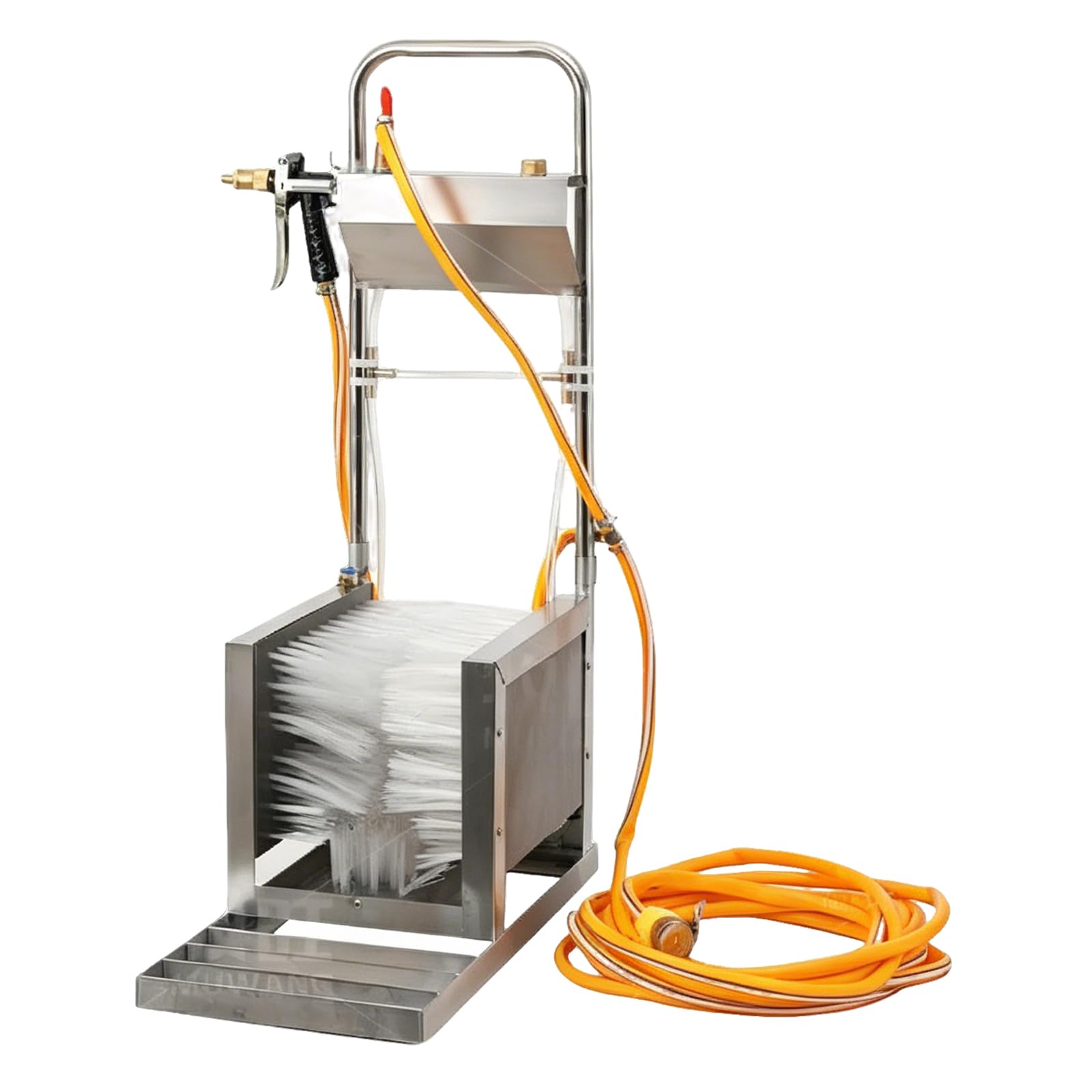 Limpiador automático de botas, cepillo de limpieza de zapatos de acero inoxidable con manguera de agua de 5 m y no necesita energía, interruptor de válvula doble, 15 salidas de agua para limpieza de