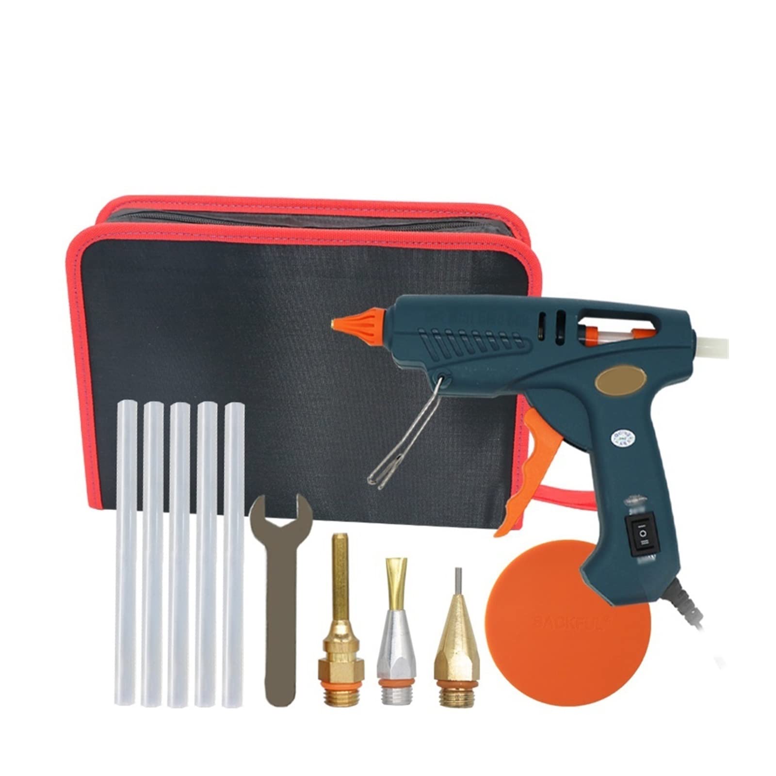 Pistolet Do Kleju Na GorąCo Pistolet Do Klejenia Torba Na Narzędzia Pistolet Do Klejenia Na Gorąco Miedziana Dysza Do 11mm Klej W Sztyfcie Domowe Rękodzieło DIY Klej Gorący Pistolet(Set B)