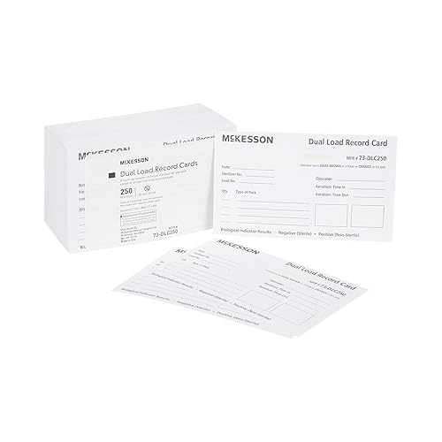 McKesson Tarjeta de registro de esterilización de doble carga para procesos de vapor y gas EO, color blanco, 3 x 5 pulgadas, 250 unidades, 1 paquete
