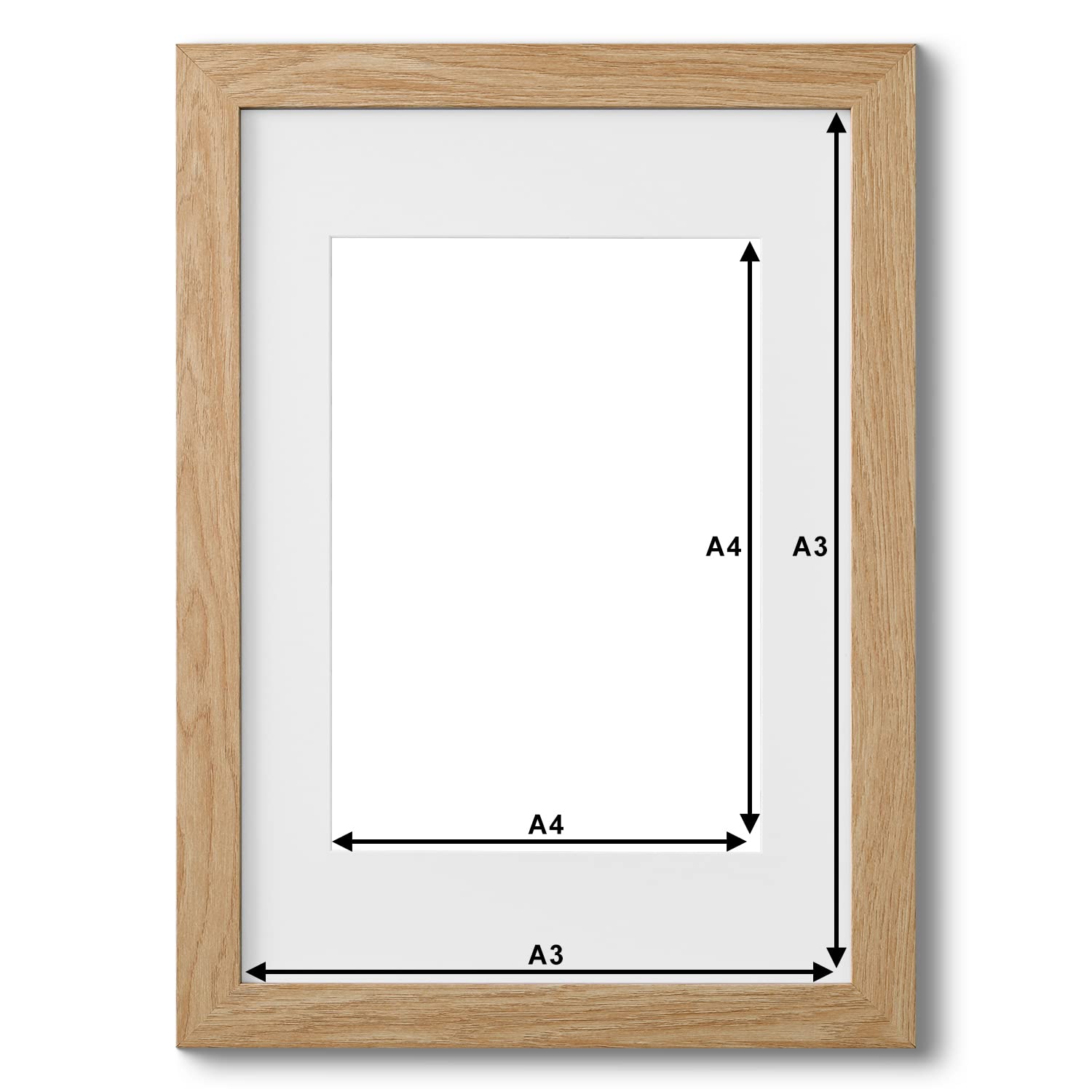 Fabian Clarke London® A3 Modern Oak Wooden Picture Photo Frame with White A4 Mount to Hang Portrait or Landscape - Image 2