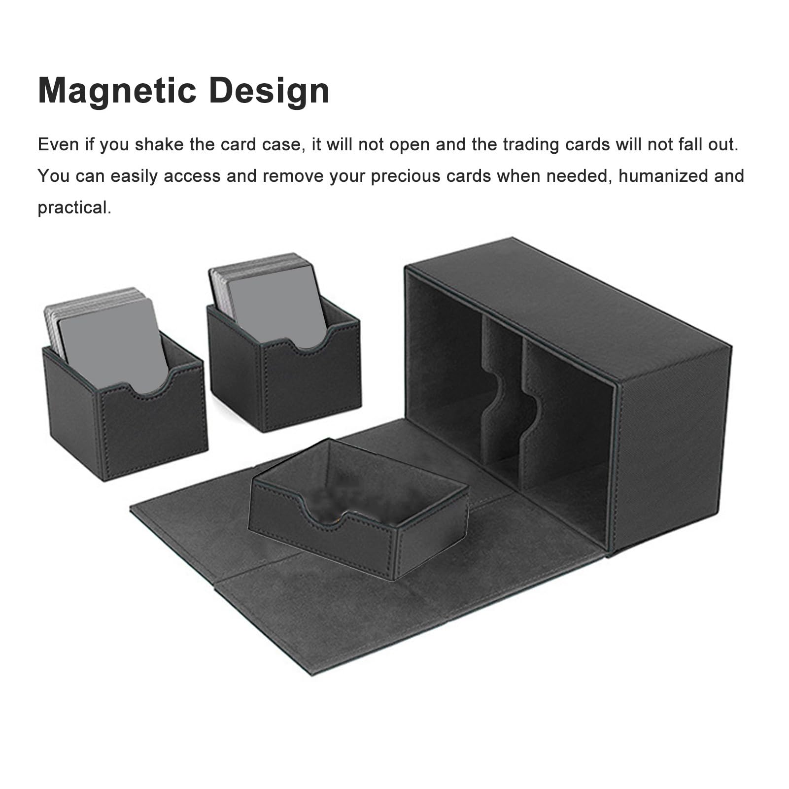 Porta Carte da Gioco a 3 Cassetti con Chiusura Magnetica, Scatola Porta Carte da Gioco in Pelle PU di Grande capacità, PUò Contenere Oltre 200, Organizer per Collezionabili per la (#1)