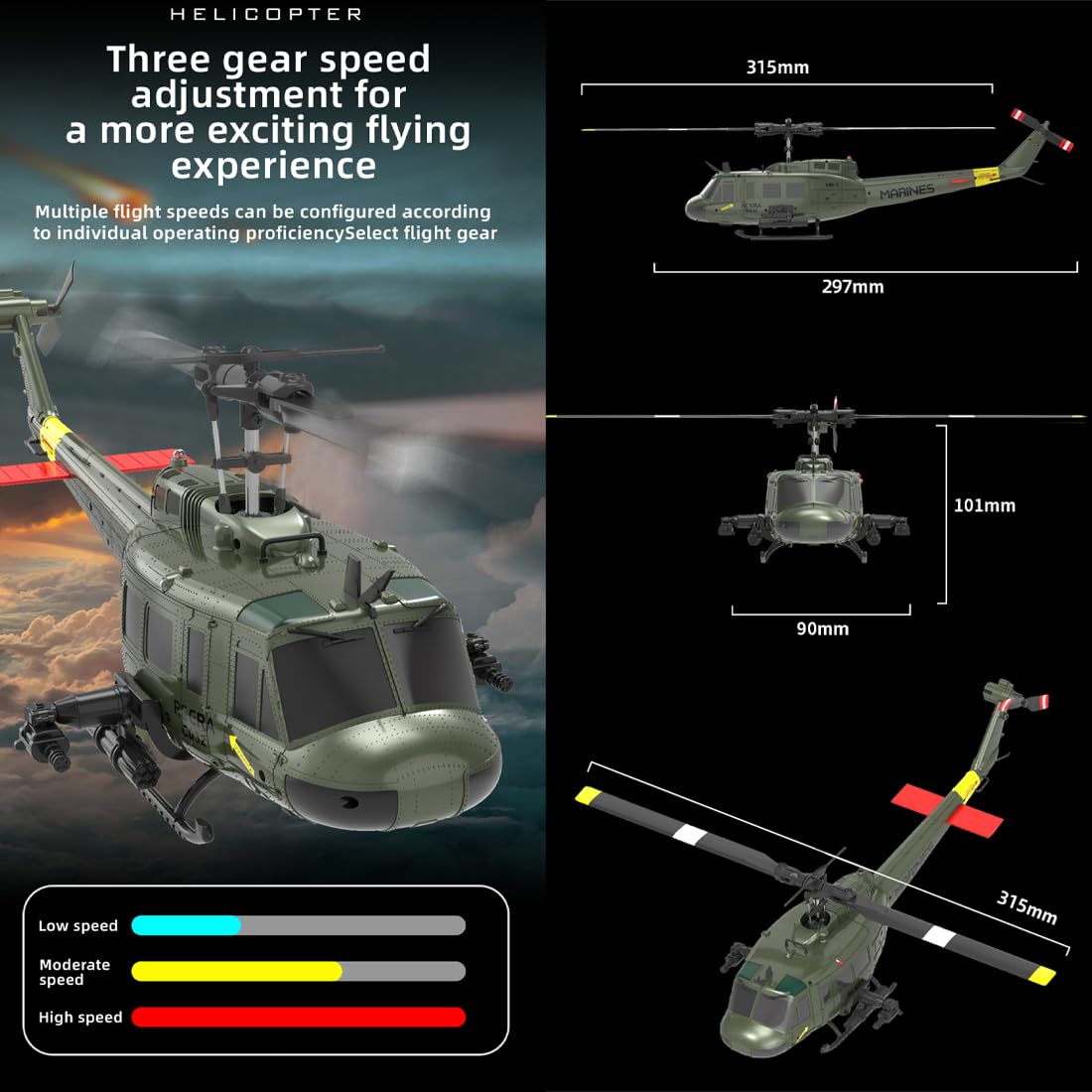 RC ERA C032 UH-1 Huey RC Helicopters Toys for Adults Beginners, 1