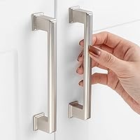 Vista 38 de Paquete de 10 tiradores para gabinete con agujero central de 3-3/4 pulgadas (96mm), tiradores de gabinete negro mate, manijas de cocina negras